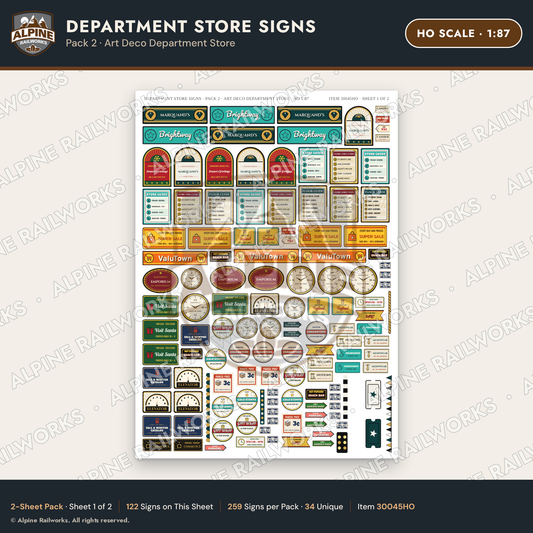 Alpine Railworks 30045HO HO Scale Department Store Signs
