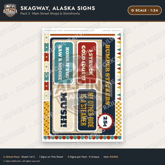 Alpine Railworks 31441G G Scale Skagway AK Signs - Main Street Shops