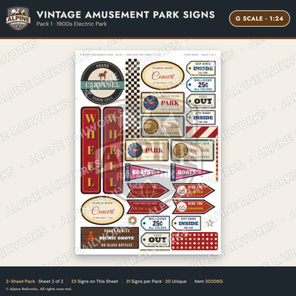 Alpine Railworks 30206G G Scale Vintage Amusement Park Signs