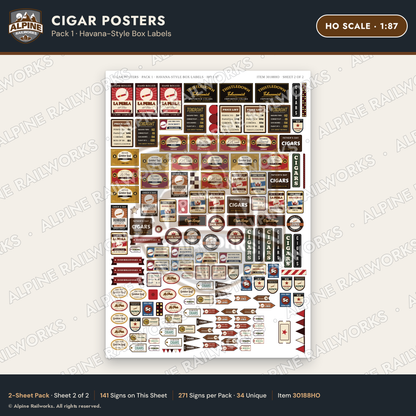 Alpine Railworks 30188HO HO Scale Cigar Posters