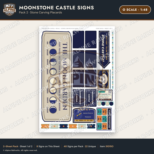 Alpine Railworks 31015O O Scale Roadside Signs - Stone Castle