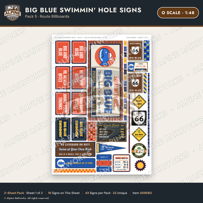 Alpine Railworks 30958O O Scale Roadside Attraction Signs - Blue Whale