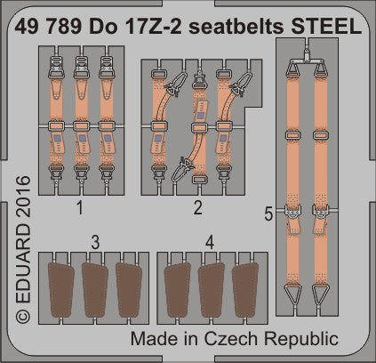 Eduard 49789 1/48 Aircraft- Do17Z2 Seatbelts Steel for ICM (Painted)