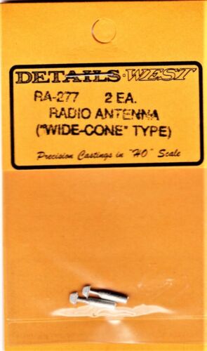 Details West RA-277 HO Scale Radio Antenna -- "Wide Cone" Type pkg(2)