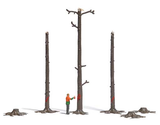 Busch 79880 HO Scale Tree Marking - Action Set -- 3 Dead Tree Trunks, 3 Stumps,