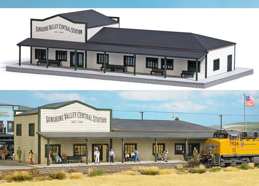 Busch 9721 HO Scale North American Wood Train Station Kit