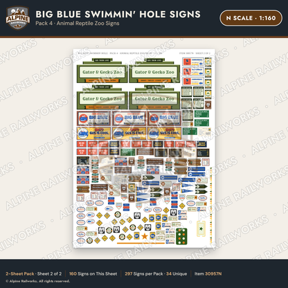 Alpine Railworks 30957N N Scale Roadside Attraction Signs - Blue Whale