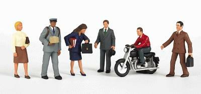 Bachmann 33101 HO Scale Figures -- City People with Motorcycle pkg(7)