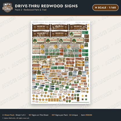 Alpine Railworks 31063N N Scale Roadside Signs - Drive-Thru Tree