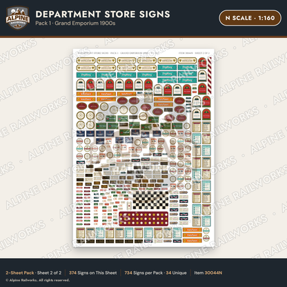 Alpine Railworks 30044N N Scale Department Store Signs