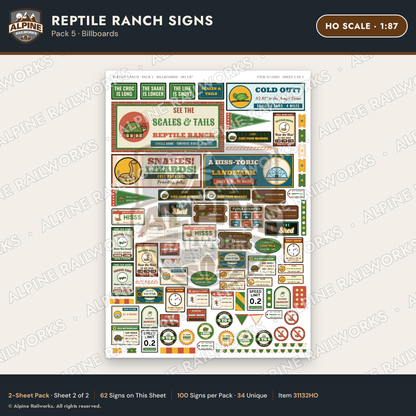 Alpine Railworks 31132HO HO Scale Roadside Signs - Reptile Zoo