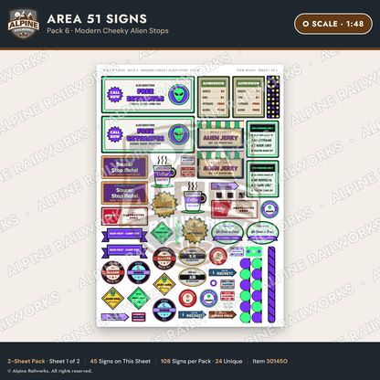 Alpine Railworks 30145O O Scale Area 51 Signs