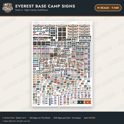 Alpine Railworks 30172N N Scale Everest Base Camp Signs