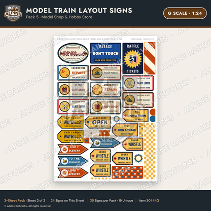 Alpine Railworks 30444G G Scale Model Train Layout Signs - Model Shop
