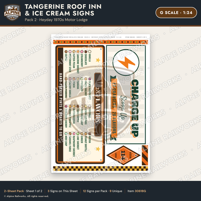 Alpine Railworks 30618G G Scale Restaurant Signs - Orange Roof Diner
