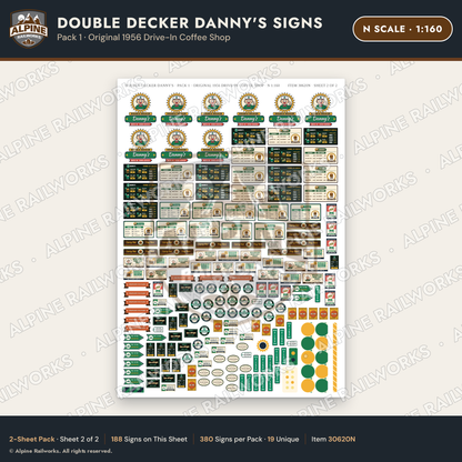Alpine Railworks 30620N N Scale Restaurant Signs - Family Diner
