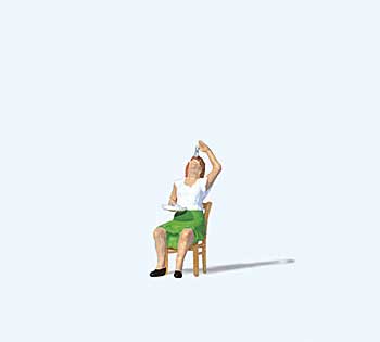 Preiser 28261 HO Scale Eating Fish - Individual Figure Seated Woman