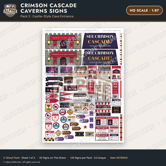 Alpine Railworks 30793HO HO Scale Roadside Attraction Signs - Caverns