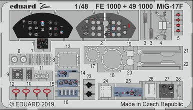 Eduard FE1000 1/48 MiG-17F for Hobby Boss Photo Etch Detail Set