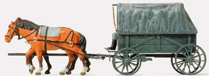 Preiser 16588 HO Scale Former German Army WWII Horse-Drawn Transport