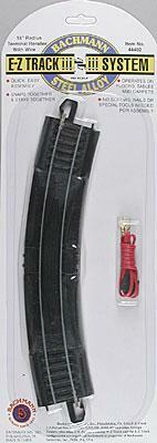 Bachmann 44402 HO Scale Curved Track w/Steel Rail & Black Roadbed - E-Z Track(R) -- 18" Radius Curve w/Rerailer & Terminals