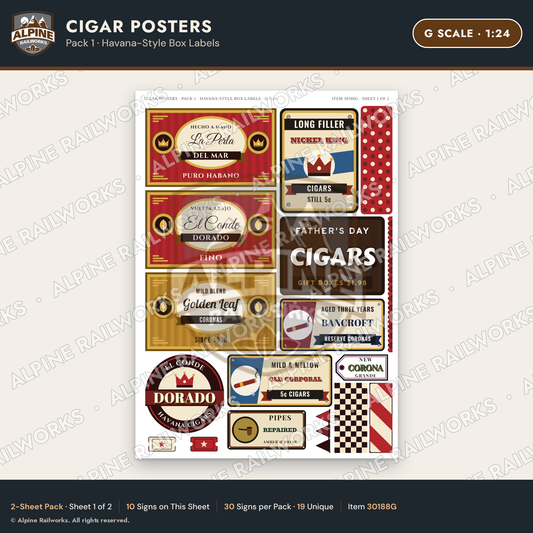 Alpine Railworks 30188G G Scale Cigar Posters