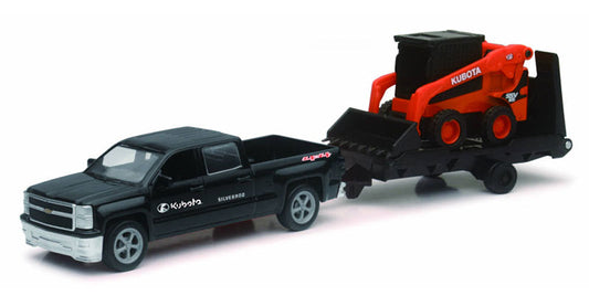 New Ray SS-34203 1/43 Scale Kubota Ssv65 Skid Steer On Trailer