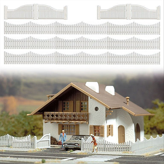 Busch 6009 HO Scale White Garden Fence Set with 4 Gates, 40 in.