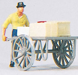 Preiser 28036 HO Scale Individual Figure - Pedestrians Man With Cart