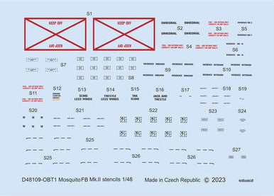 Eduard D48109 1/48 Decal Mosquito FB Mk.II Stencils for Tamiya