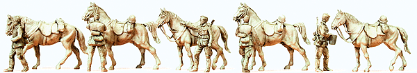 Preiser 16607 HO Scale Former German Army WWII Unpainted Figures -- Standing Cav