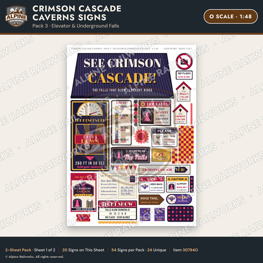 Alpine Railworks 30794O O Scale Roadside Attraction Signs - Caverns