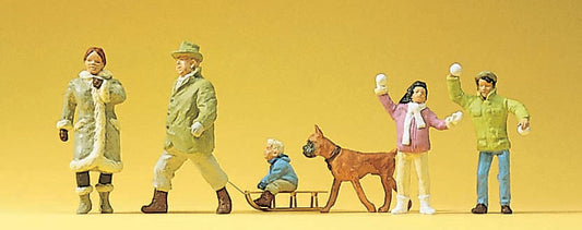 Preiser 10310 HO Scale Krause Family in Winter Figure Set