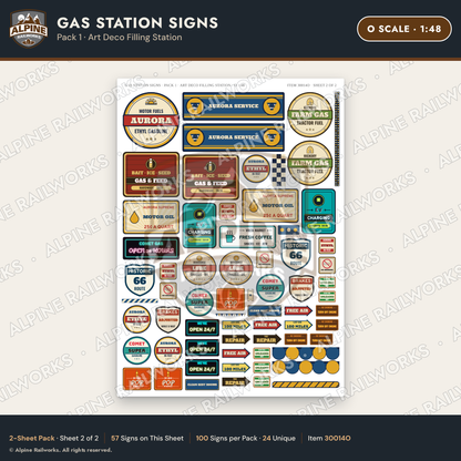 Alpine Railworks 30014O O Scale Gas Station Signs