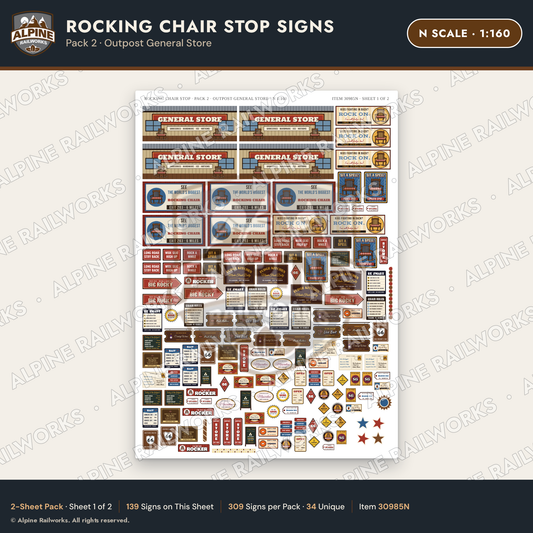 Alpine Railworks 30985N N Scale Roadside Signs - Giant Rocking Chair
