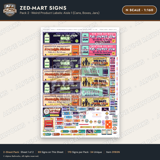 Alpine Railworks 31183N N Scale Grocery Store Signs - Funny Products