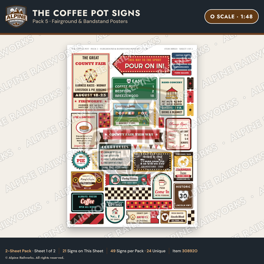 Alpine Railworks 30892O O Scale Roadside Signs - Coffee Pot Diner