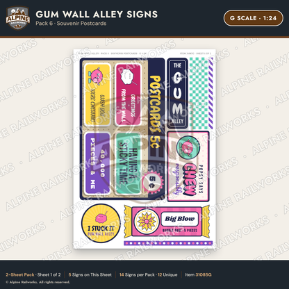 Alpine Railworks 31085G G Scale Roadside Signs - Bubblegum Alley