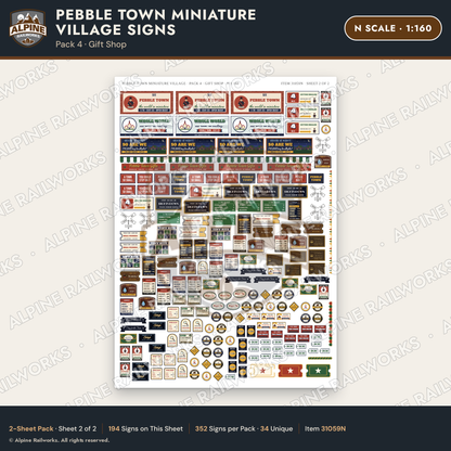 Alpine Railworks 31059N N Scale Roadside Signs - Miniature Village