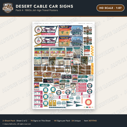 Alpine Railworks 30717HO HO Scale Tourist Signs - Desert Cable Car