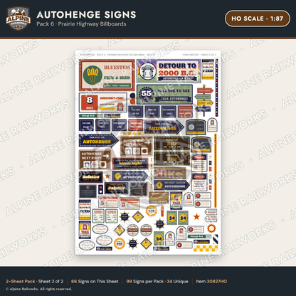 Alpine Railworks 30827HO HO Scale Roadside Signs - Car Henge