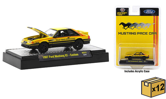 M2Machines 31500-HS31-CASE 1/64 Scale 1987 Ford Mustang Gt Custom Pace Car