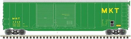 Atlas Model Railroad 20006589 HO Scale Postwar 50' Double-Door Boxcar - Ready to Run - Master(R) -- Missouri-Kansas-Texas 2285 (green, yellow)