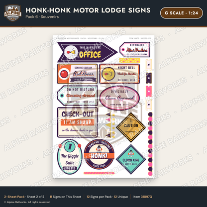 Alpine Railworks 31097G G Scale Roadside Signs - Clown Motel