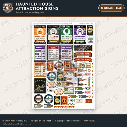 Alpine Railworks 30231O O Scale Haunted House Attraction Signs