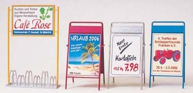 Preiser 45221 G Scale Bicycle Stand/Advertising Boards (4)