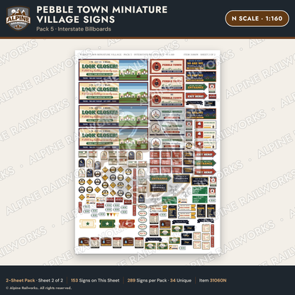 Alpine Railworks 31060N N Scale Roadside Signs - Miniature Village