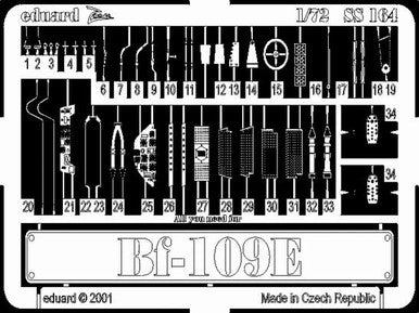 Eduard SS164 1/72 Bf 109E for Tamiya Photo Etch Detail Set
