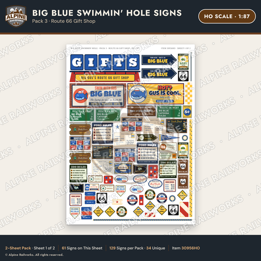 Alpine Railworks 30956HO HO Scale Roadside Signs - Blue Whale