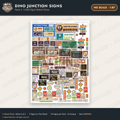 Alpine Railworks 30813HO HO Scale Roadside Signs - Giant Dinosaurs